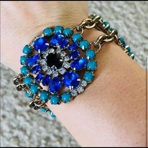 J.Crew Blue Green Gold Gem Bracelet